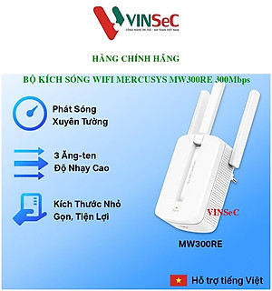 Bộ Kích Sóng Wifi Repeater Mercusys MW300RE 300Mbps - Hàng Chính Hãng