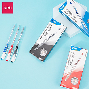 Combo 5-10-20 Bút Bi Bấm Deli EQ24 Ngòi 0.7mm - Mực Xanh/Đen/Đỏ - Bút bi dầu phù hợp học sinh văn phòng