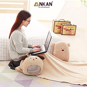 Chăn Gối Văn Phòng 3 Trong 1 Gấu Nâu Độc Đáo Kiểu Dành Cho Nữ Dùng Để Ngủ Trưa Tại Văn Phòng, Tựa Lưng Và Gấu Bông Dùng Để Trang Trí