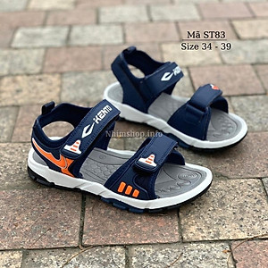 Giày sandal bé trai quai ngang thể thao năng động và cá tính cho trẻ em học sinh tiểu trung học 7 - 12 tuổi đi học đi biển có quai hậu chính hãng Kento cao cấp ST83