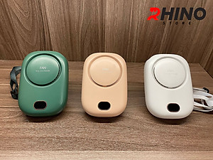 Quạt cầm tay mini siêu mát Rhino F301 tích điện với 3 mức độ gió, lưu lượng cao kèm dây treo - Hàng chính hãng