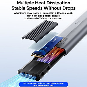 Hộp ổ cứng SSD ORICO M.2 NVME TypeC AXM2-G2-GY-BP - Hàng Chính Hãng