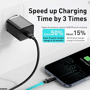 Bộ Cốc sạc và Cáp sạc nhanh Baseus Super Si PD 20W CCCJGCC for iPhone 12 (Hàng chính hãng)