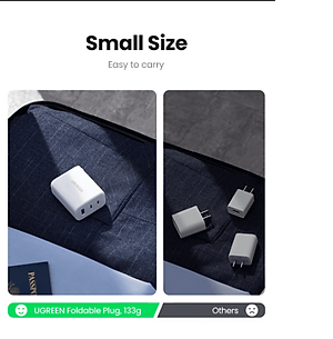 Củ sạc nhanh 2 cổng USB-C + 1 cổng USB-A 65W Ugreen 90495 - Hàng chính hãng