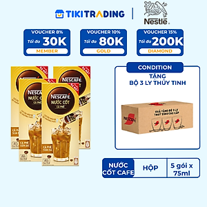 [TẶNG 5 Hộp Sữa Gấu] Combo 4 hộp nước cốt cà phê NESCAFÉ - CÀ PHÊ SỮA ĐÁ (4 hộp x 5 gói x 75ml)