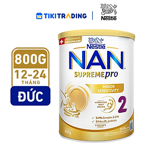 Sữa bột Nestlé NAN SUPREMEPRO 2 800g nhập khẩu Đức với 5HMO & đạm Gentle Optipro ( Dành cho trẻ từ 12 - 24 tháng tuổi)