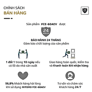 Quạt đứng điện tử có điều khiễn từ xa, hẹn giờ Mitomo FCE-60AEV, công suất 60W, động cơ dây đồng - Bảo hành 2 năm hàng chính hãng