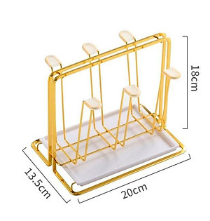 Khay Úp Cốc Ly Kim Loại Màu Vàng