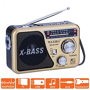 Đài Radio FM WAXIBA  XB 521URT- có hỗ trợ thẻ nhớ và USB-đèn pin Siêu sáng-BH 6 Tháng Hàng Chính Hãng