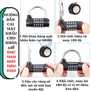 [VIDEO]- Ổ khóa số 5 số đổi mật mã, khóa hành lý, khóa cửa, tủ- CHỌN CỠ- Ổ khóa 5 số hình chữ U, khóa vali, khóa xe không cần dùng chìa- GIAO MÀU NGẪU NHIÊN
