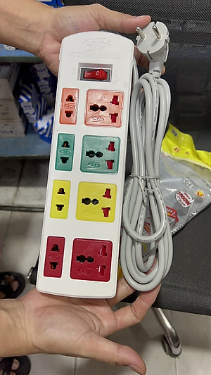 Ổ cắm điện đa năng Honjianda HJD-0448B -13A dây 3 mét hàng chính hãng màu ngẫu nhiên