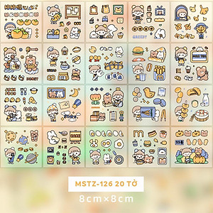 Bộ 20 Tờ Sticker Nhiều Hình Cô Gái Và Bé Thỏ - Telado MSTZ-12/2-6 (Mẫu Màu Giao Ngẫu Nhiên)