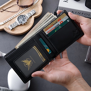 Bóp nam da bò - Ví da Nappa cao cấp tặng kèm hộp và túi sang trọng - Alpha 001