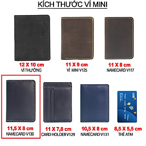 Ví namecard da bò V130, ví đựng thẻ da thật, khâu tay thủ công, ví mini nam đường chỉ tinh tế, thương hiệu Bụi leather chuyên đồ da thật