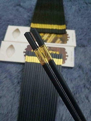 Hộp 10 Đôi Đũa  Sừng Chất Liệu Hợp Kim Mạ Vàng Cao Cấp Đầu Đũa Có Chống Trơn - Hàng Loại 1 - Chính Hãng MINIIN