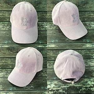 mũ lưỡi trai nhung gân tăm thêu chữ