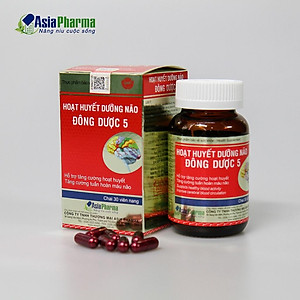 Viên uống hoạt huyết dưỡng não Đông Dược 5 Asia Pharma hỗ trợ thiểu năng tuần hoàn não - Hộp 30 viên