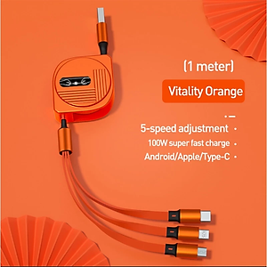 Dây Cáp Sạc nhanh 6A 100W 3 Trong 1 Rút Được gọn tiện lợi Cho Huawei Honor Xiaomi Samsung - miếng lót chuột