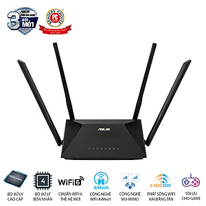 Gaming Router Wifi ASUS RT-AX53U Băng Tần Kép AX1800 MU-MIMO AiProtection- Hàng Chính Hãng