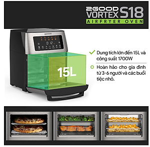 Nồi Chiên Hơi Nước 2GOOD S100 Lòng Nồi Inox Gồm 10 Chương Trình Nấu Dung Tích 20 Lít Công Suất 1800 W - Hàng Chính Hãng