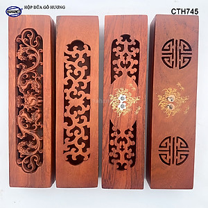 Hộp đựng đũa gỗ hương đỏ - đục khắc tinh tế (CTH745) Sang trọng - Đựng đũa sang trọng làm quà tặng