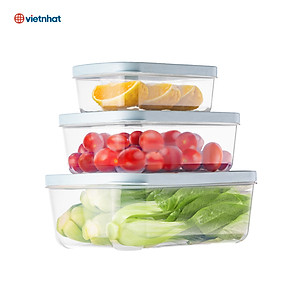 Bộ 3 hộp đựng thực phẩm chữ nhật Hokori - hàng Chính Hãng