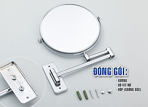Gương trang điểm phóng đại 3 lần, xoay 360 độ, 2 mặt siêu nét, treo tường phòng tắm, phòng ngủ, Khách sạn, resort, Inox SUS 304, Size 15cm, 18cm, 20cm, Minh House