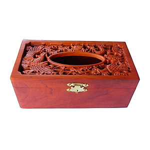 Hộp Đựng Giấy Ăn TOKDODO Gỗ Tự Nhiên Đục Chạm Long Phụng