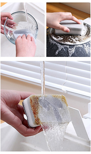 Miếng bọt biển rửa chén bát xoong nồi, bồn rửa chén, lavabo hai mặt siêu sạch tiện dụng
