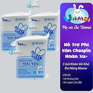 Combo 3 bịch Khăn vải khô đa năng Mama (bịch 240 tờ)