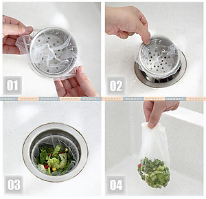 100 Túi Lưới Lọc Rác Bồn Chậu Rửa Chén Bát Có Chun Bo Gom Đựng Rác Tiện Lợi