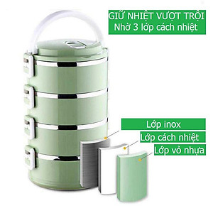 Hộp cơm ( CÀ MEN ) giữ nhiệt 4 tầng lúa mạch cao cấp - Chính hãng Henrysa