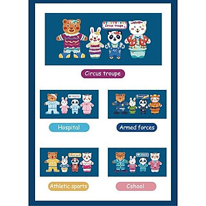 BỘ XẾP HÌNH THAY QUẦN ÁO GIA ĐÌNH NHÀ THỎ - GẤU - ĐỘNG VẬT