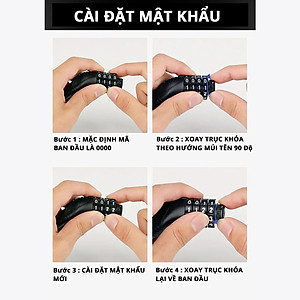 Khóa Số Xe Đạp , xe máy  Khóa Dây Chống Trộm Xe Máy Chống Cắt  Mật Mã 4 Số Lõi Thép Cao Cấp Không Lo Mất Chìa Khóa Cleacco Boro Sport
