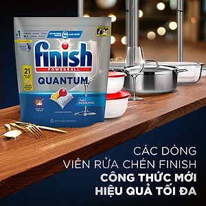 Combo 2 Gói Viên Rửa Chén Bát Finish Powerball Quantum 21 viên