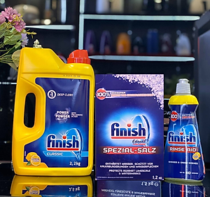 Combo Bột Rửa Bát Finish Nhật 2,2kg + Bóng Finish 400ml + Muối Finish 1,2kg