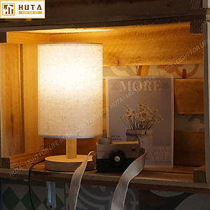 Đèn Ngủ Gỗ HUTA Light For Life G1 Chao Tròn Vintage Dễ Thương, Decor Trang Trí Phòng Ngủ, Điều Chỉnh Độ Sáng, Bóng Led Sáng Vàng Tiết Kiệm Điện