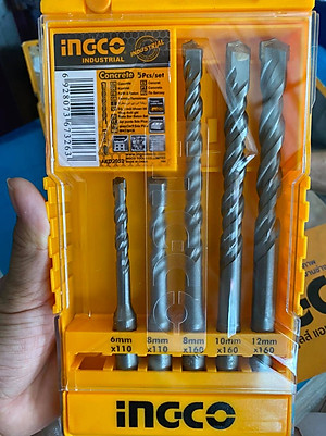 Bộ 5 mũi khoan bê tông đuôi gài hiệu Ingco-AKD2052