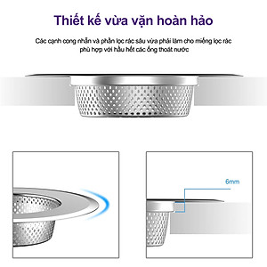 Lọc Rác Inox Chặn rác inox Bồn Rửa Chén, Chậu Rửa Bát Cao Cấp Hoàng Gia - Inox 201 Cao Cấp Siêu Bền, Sang Trọng - Kích cỡ size L phù hợp với hầu hết các chậu rửa bát có trên thị trường, giúp chống tắc nghẽn bồn rửa bát