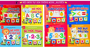 Sách- Combo 4 Cuốn sách Tự xoá Thông minh: Phép trừ+ So sánh+ Toán+ Nét bút (Tặng kèm bút)