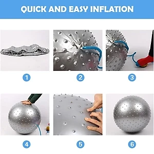 Bóng tập Yoga Nửa Gai + Nửa Trơn 3D -65cm Cao Cấp 1200Gram – Tặng kèm bơm( Hàng Cao Cấp Chính hãng)