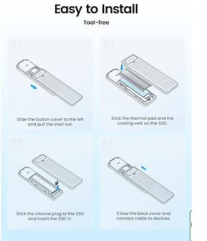 HDD Box chuẩn M2 NVME sang Type-C tốc độ 10GBS Orico PDDM2C3-G2-BK-EP – Hàng Chính Hãng