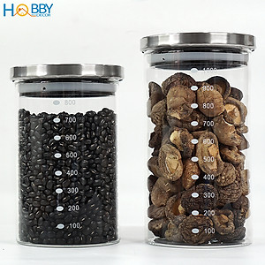 Hủ thủy tinh để hạt nắp Inox 304 kín ron HOBBY Home Decor TTI 3 size