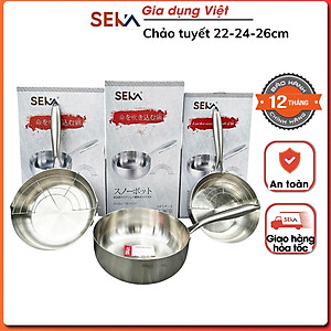 Chảo nguyên khối inox sâu lòng Seka dùng cho mọi loại bếp, tặng kèm vỉ gác chảo róc dầu, bảo hành 1 năm - Hàng chính hãng
