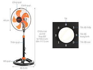Quạt Đứng Thân Sắt Senko DTS1609 - Màu ngẫu nhiên - Hàng Chính Hãng
