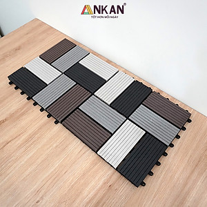 Vỉ Nhựa Lót Sàn Cao Cấp Thương Hiệu ANKAN Bốn Màu Đan Xen, Vỉ Gỗ Nhựa Ngoài Trời, Vỉ Nhựa Lót Sàn Ban Công, Lót Sàn Nhà, Trang Trí Sân Vườn, Lót Sàn Nhà Tắm, Trang Trí Hồ Bơi, Tiệm Spa, (1 vỉ)