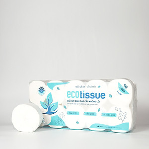 Giấy vệ sinh giấy cuộn cao cấp Ecotissue 3 lớp lốc 10 cuộn có lõi/không lõi cao cấp mềm dai tự nhiên