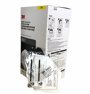 Hộp 50 cái khẩu trang 9001 3M lọc bụi cực tốt, tiêu chuẩn P1, lọc tối thiểu 80%