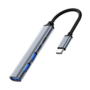 HUB TYPE C Và HUB USB Tốc Độ Cao Chia 4 Cổng USB 3.0 CV, HUB Chuyển Đổi Dành Cho Macbook Pro, Laptop, PC, Hỗ Trợ OTG Kết Nối Điện Thoại, Sạc Pin, Kết Nối Đa Năng Ổ Cứng, Bàn Phím, Chuột, Máy In, Thiết Bị Ổ Chia USB - Hàng Chính Hãng