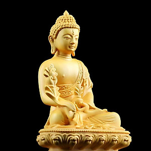 Tượng đức phật Dược Sư - tượng phật Dược Sư bằng gỗ hoàng dương - C145 (Hàng cao cấp, tinh xảo, Cao 14.5 cm)